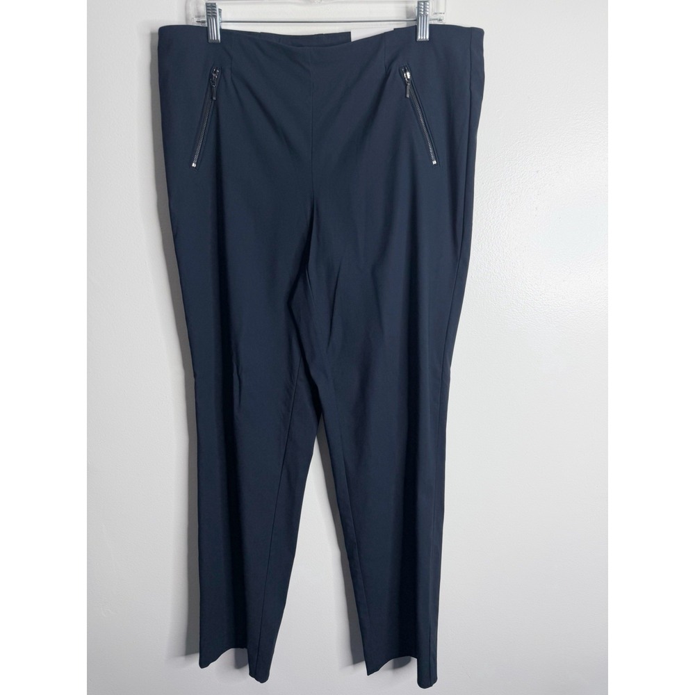Michel Studio Alex Straight Leg Zipper Pocket Pant Navy Slim Leg Size 18 Casual